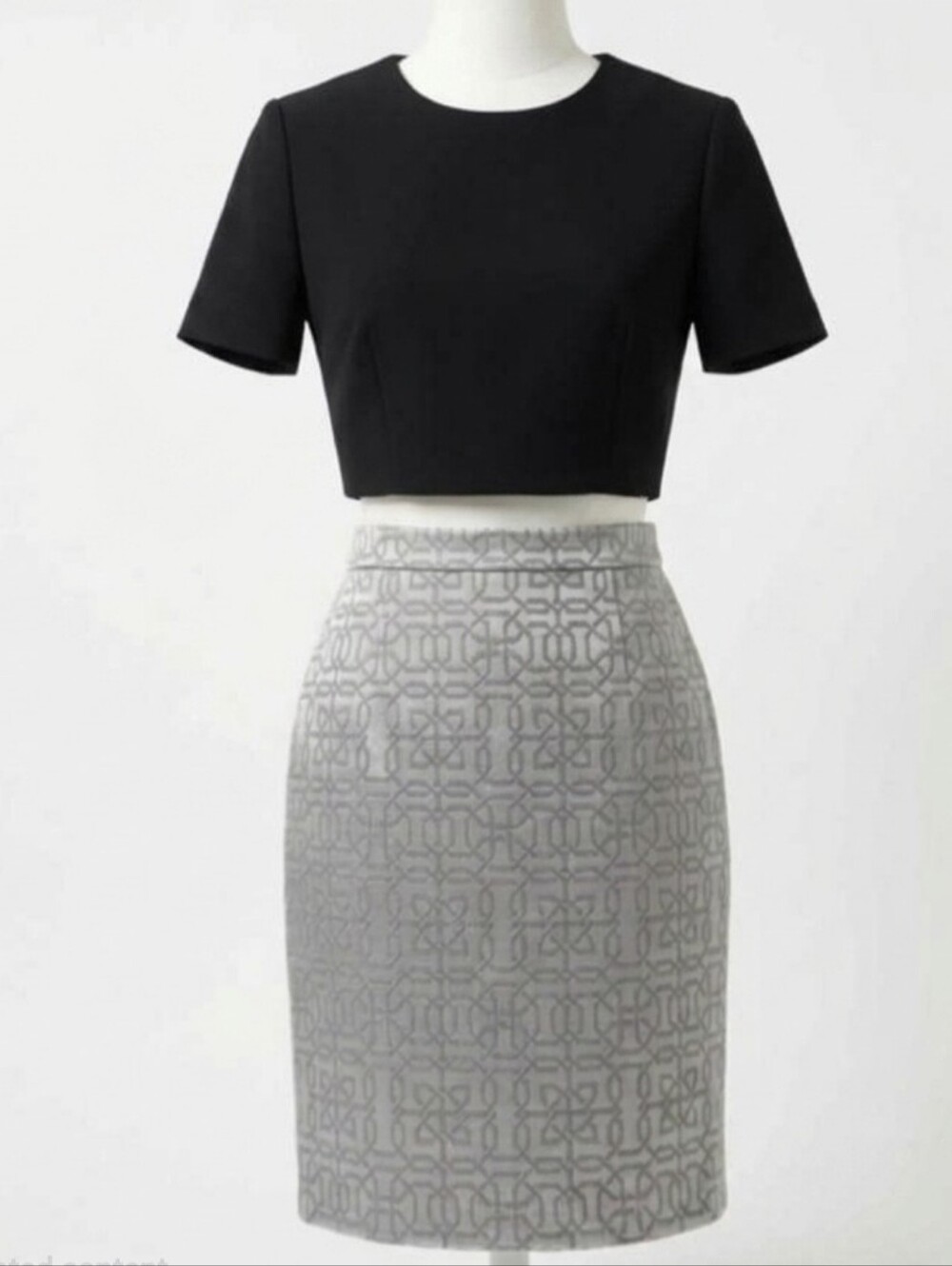 Ann Taylor LOFT Light Silver Gray Jacquard Skirt